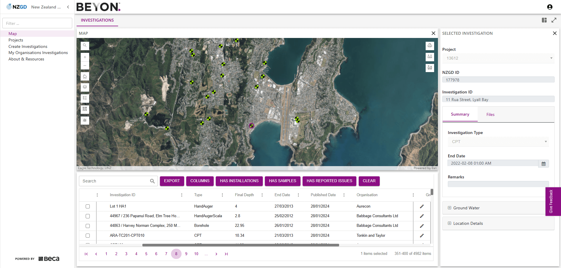 Example of captured sites highlighting and mapping landslide risk