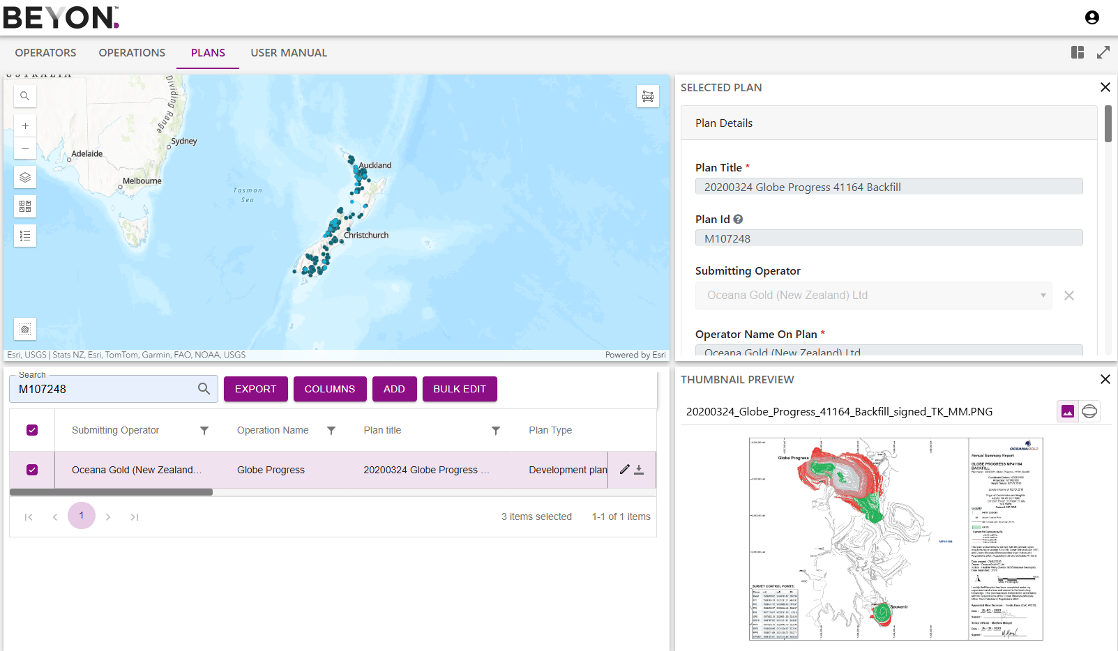 Mine plan solution showing the flexibility of BEYON's user interface